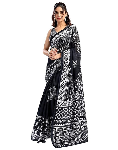Siril Women'S Printed Cotton Saree With Unstitched Blouse Piece